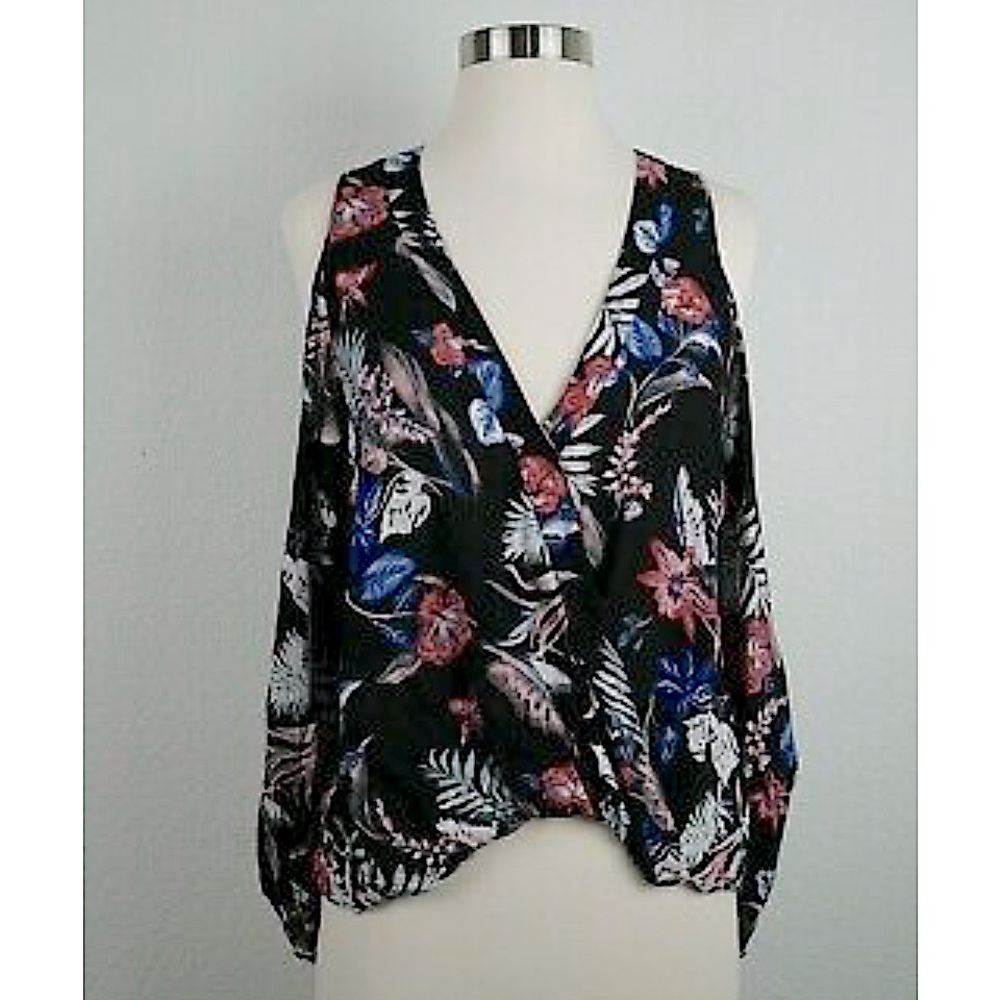 NWOT LUSH Cold-shoulder Wrap Floral Blouse